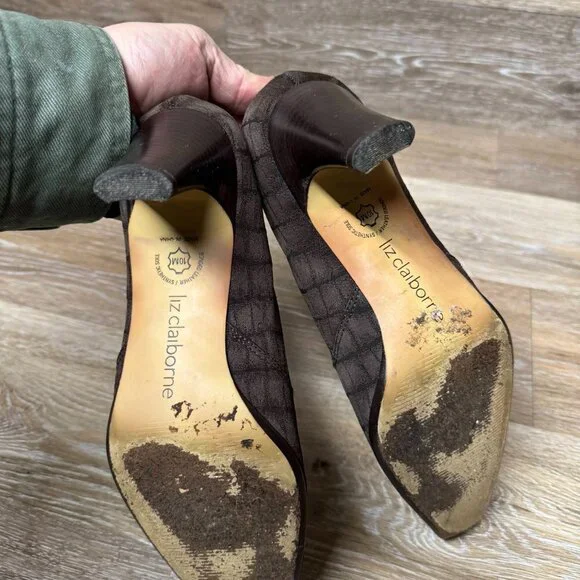 Liz claiborne Labrynth Brown Crocodile pattern Stretch Bootie Women's Size 10 - Picture 4 of 6